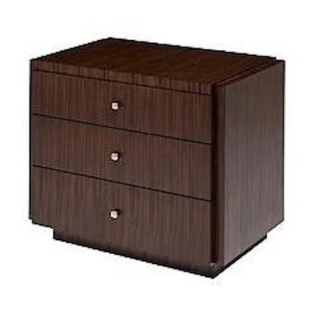 Contemporary Nightstand with 3 Drawers and Brass Pulls